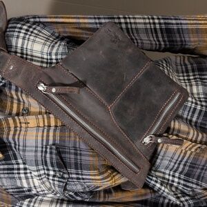 Sleek Brown Leather Belt Bag